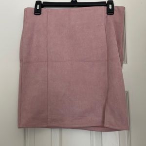 I bought this pink suede skirt from a small boutique. It’s super cute.